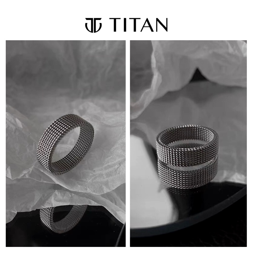 Nhẫn nam nữ xích elas phong cách hiphop titan không gỉ 925 unisex màu đen bạc Titan Shop