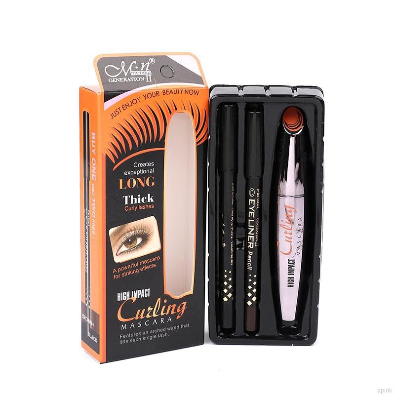 [Hàng mới về] Set 3 bộ sản phẩm trang điểm mascara đen & bút kẻ mắt nâu kháng nước tạo hiệu ứng trang điểm 3D | BigBuy360 - bigbuy360.vn