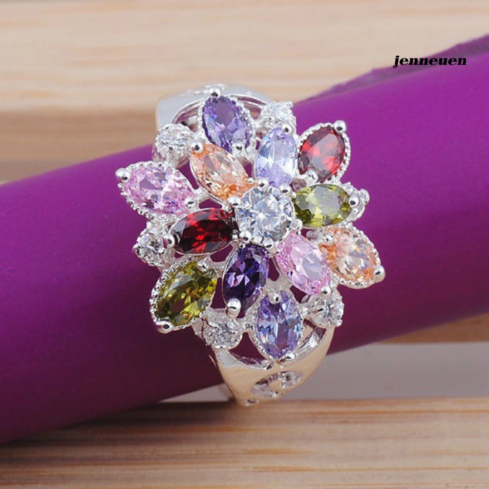 Nhẫn Đính Hôn Đính Đá Nhiều Màu Sắc Cho Nữ