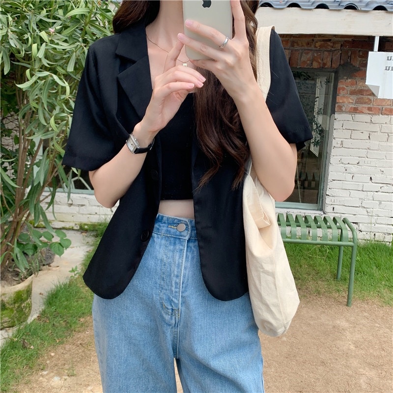 [Sẵn_Full tem xuất Hàn]  Áo Blazer Ngắn Tay, cam kết không nhăn, thời trang nhất | BigBuy360 - bigbuy360.vn