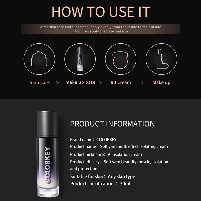 Kem lót trang điểm dưỡng ẩm che mờ lỗ chân lông làm sáng da COLORKEY 30ml | BigBuy360 - bigbuy360.vn