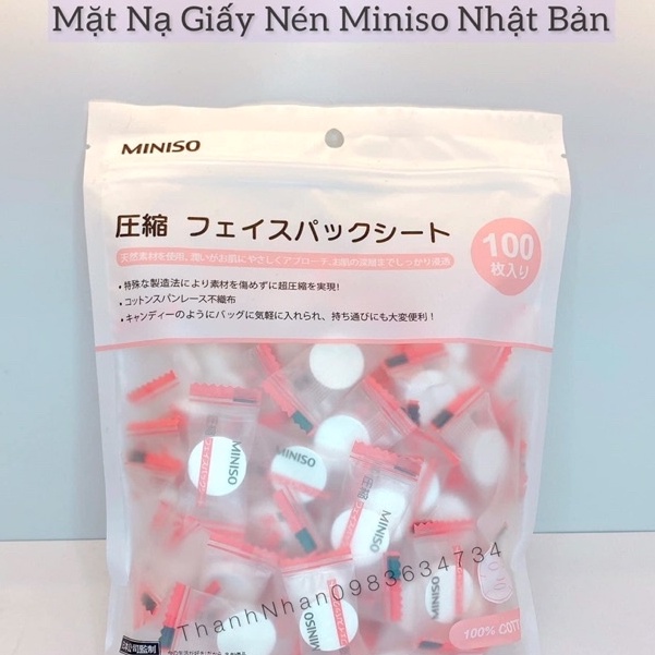 MẶT NẠ NÉN 𝐌𝐈𝐍𝐈𝐒𝐎 Nhật Bản túi 100 viên tiện dụng, nhỏ gọn, xinh xắn🌸🌸