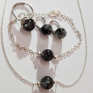 Bộ trang sức thạch anh tóc đen