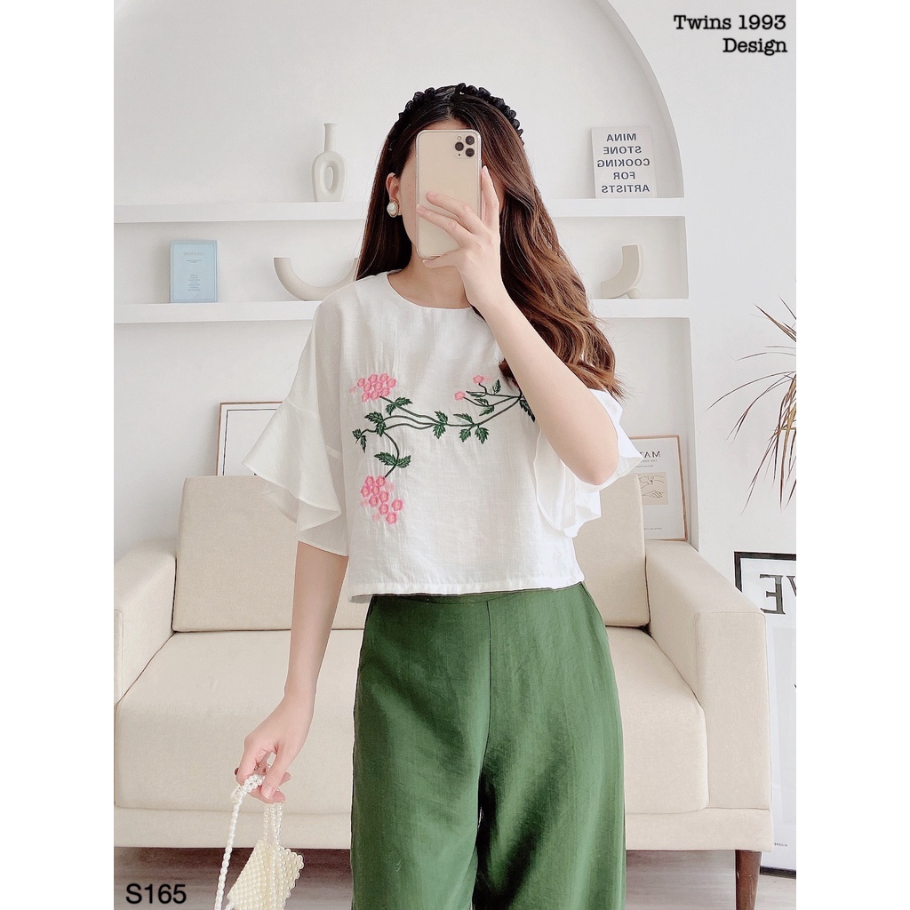 Bộ đồ nữ, bộ đũi nữ TWINS STORE thêu hoa dây, chất đũi siêu mát - S165