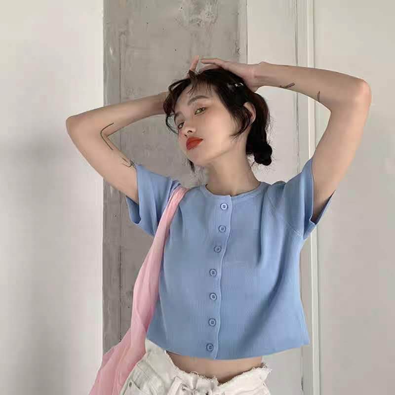 DUNEA COD Áo Khoác Cardigan Dệt Kim Tay Ngắn Màu Tím Dễ Thương