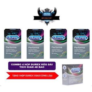 ✅[CHÍNH HÃNG][Free Ship] 4 hộp bao cao su Durex Performa KÉO DÀI THỜI GIAN QUAN HỆ tặng 1 hộp Durex 3 bcs