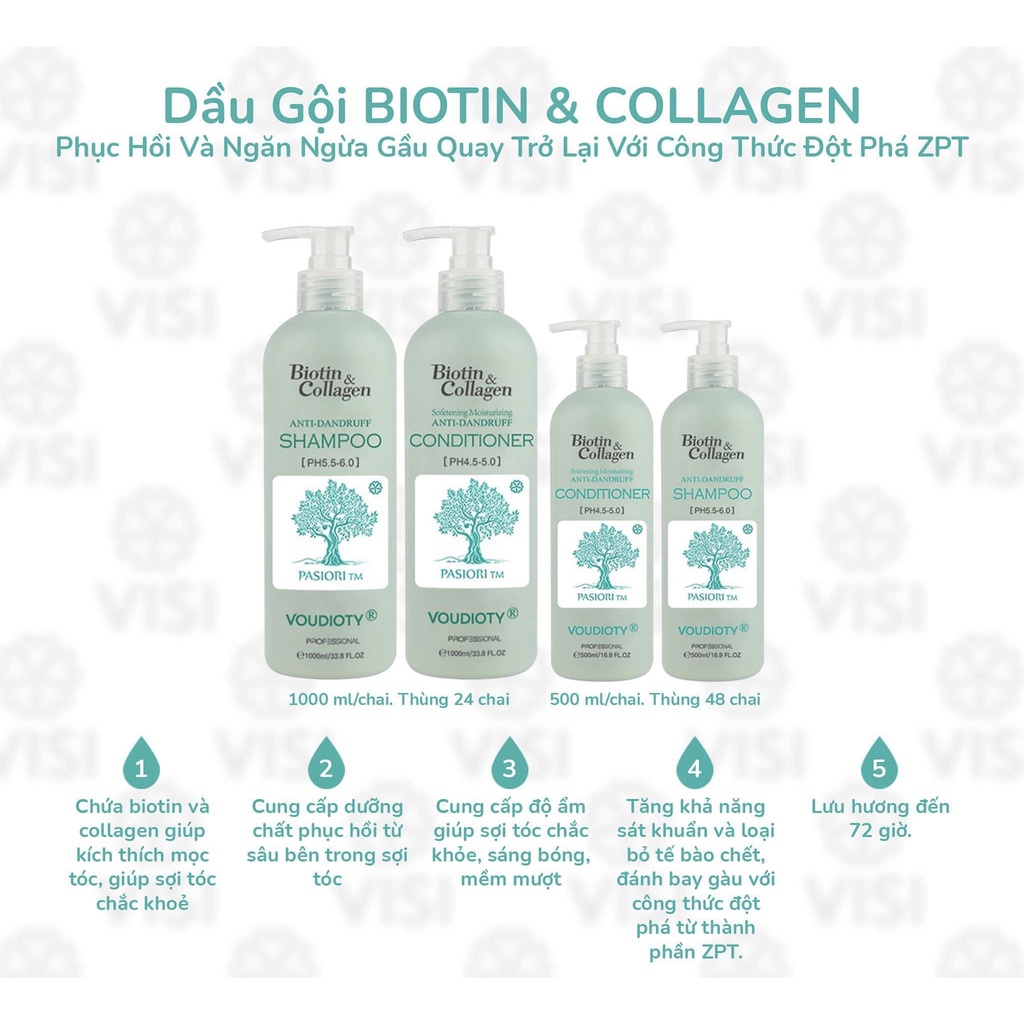 Cặp dầu gội và dầu xả Biotin Collagen màu Xanh biển giúp sạch gàu giảm ngứa da đầu Duocphamhn92