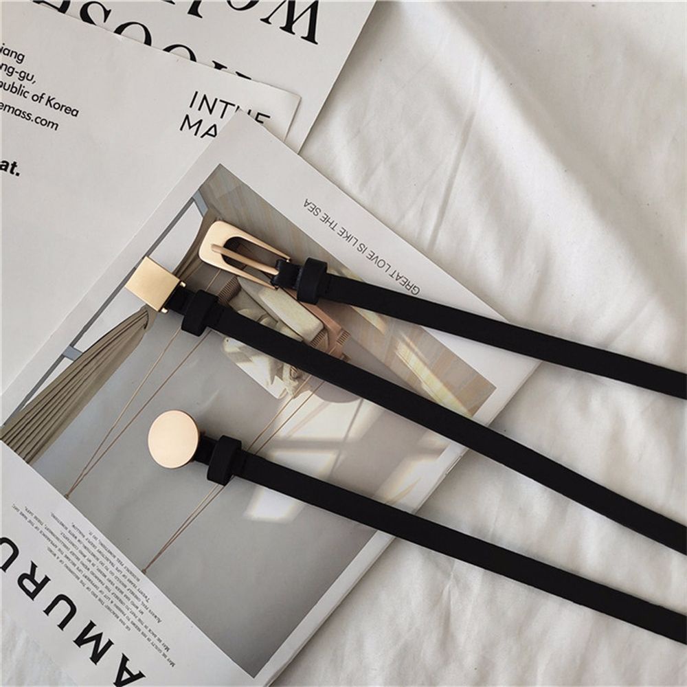 Thắt lưng da PU khóa hợp kim tròn phong cách Hàn Quốc cổ điển thời trang cho nữ