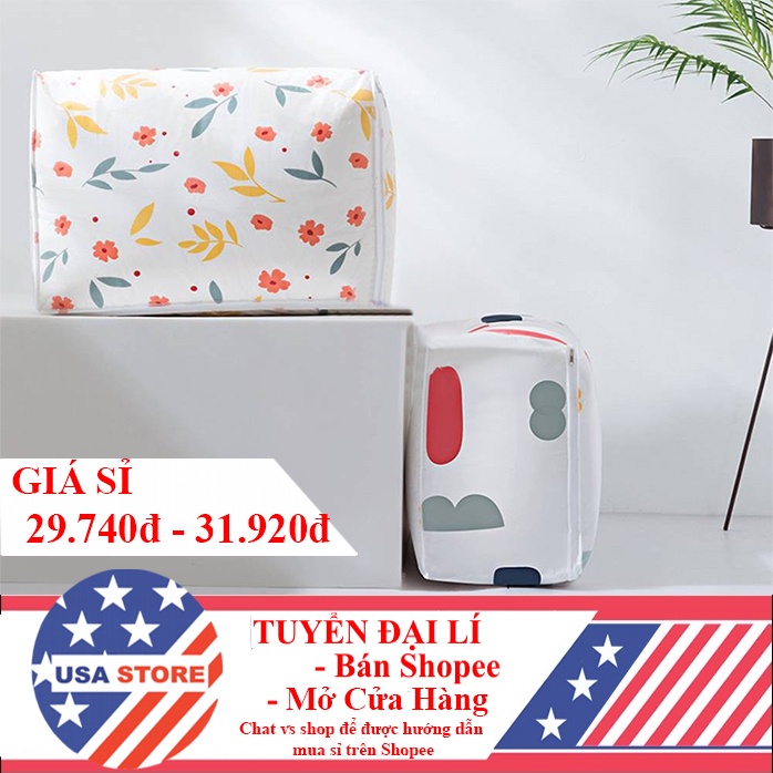 Túi Đựng Quần Áo, Chăn Màn Đa Năng Cỡ Lớn - Chất Liệu Vải Peva Chống Thấm Nước, Khóa Kéo Chống Bụi