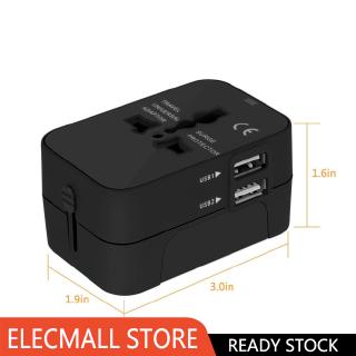 Universal Travel Adapter International Power Outlet Plug 2 USB