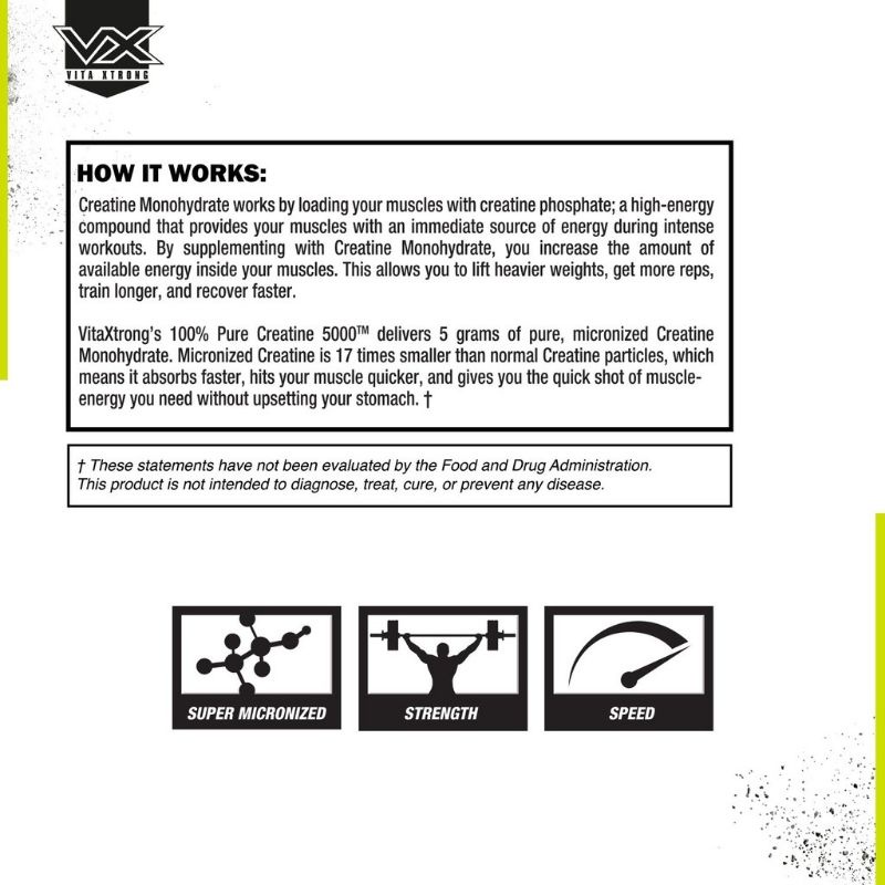 VITAXTRONG 100% PURE CREATINE MONOHYDRATE 5000 TĂNG CƠ TĂNG SỨC MẠNH