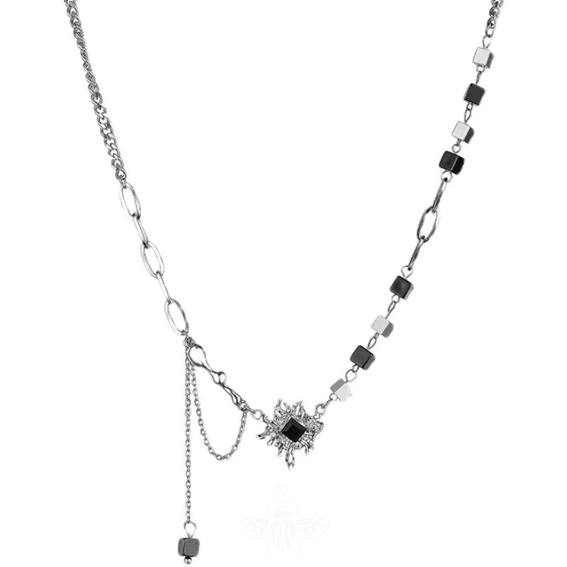 Vòng cổ Mặt Hình Bướm Đính Đá Đen Phong Cách hip hop Thời Trang Cho Nam Và Nữ