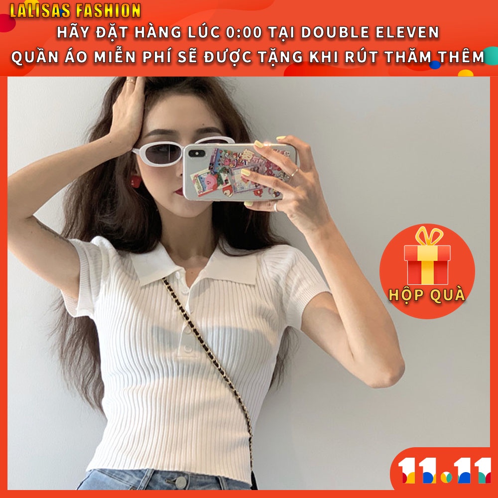 [ Mã 11FASHIONSALE1 giảm 10K đơn 50K ] Áo dệt kim cổ chữ V tay ngắn dáng ôm thời trang Hàn Quốc cho nữ | BigBuy360 - bigbuy360.vn