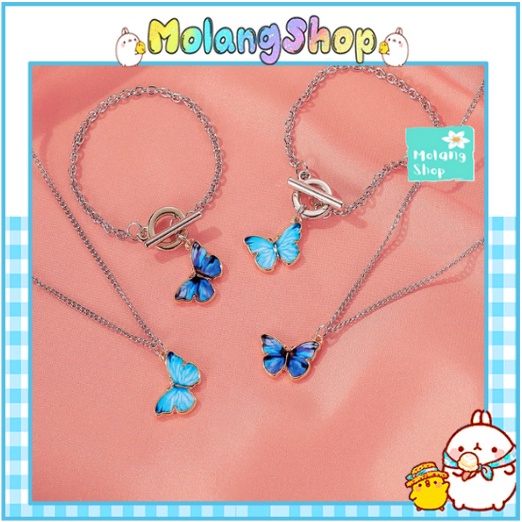 Set Vòng cổ - Vòng Tay Hình Bướm Blue Butterfly Molangshop