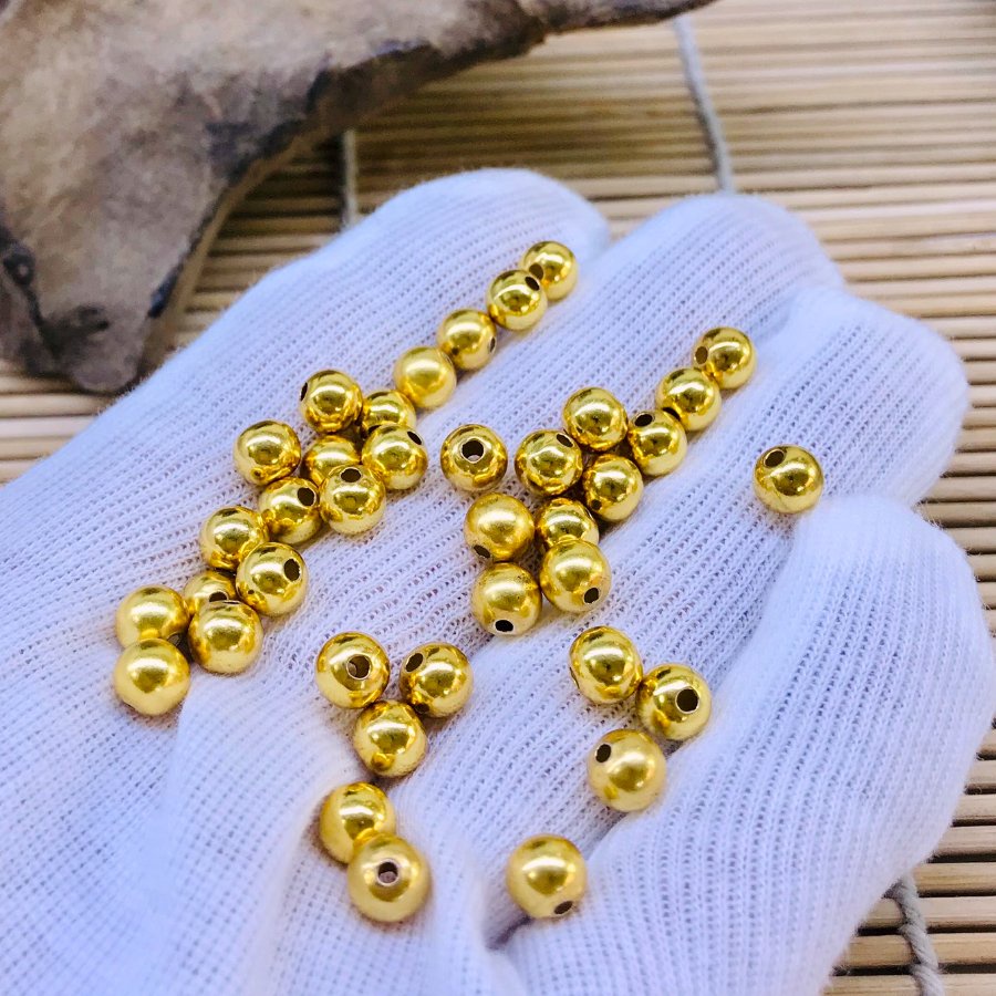Charm Bạc Bi trơn si vàng
