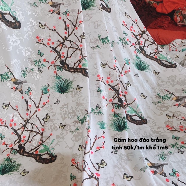 Vải gấm hoa đào 50k/1m