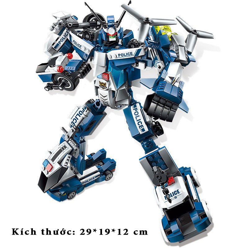 [Mã LIFETOYS1 giảm 30K đơn 99K] Đồ Chơi Lắp Ráp Robot Biến Hình Cảnh Sát - ROBOT POLICE Cao