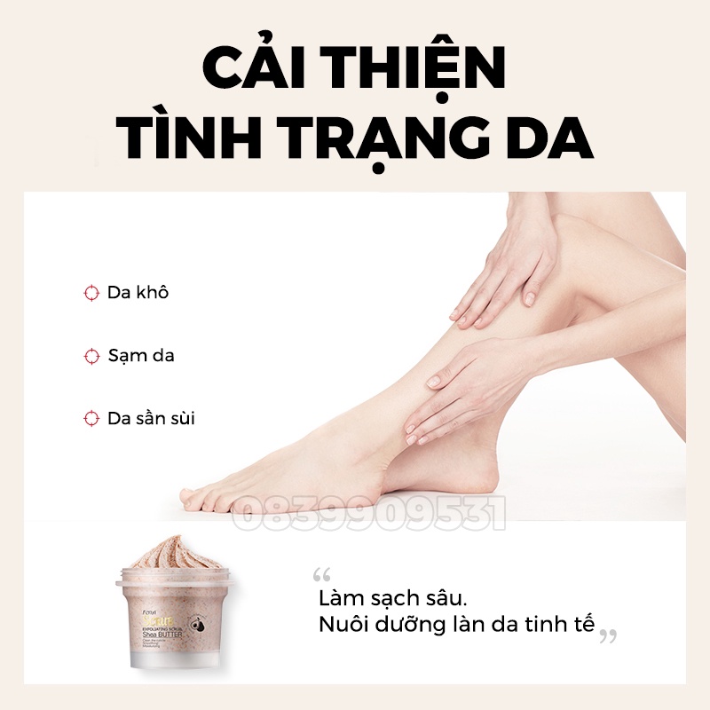 Kem tẩy tế bào chết LAIKOU 100g toàn thân tẩy da chết dịu nhẹ chiết suất bơ chống cellulite dưỡng ẩm làm trắng da Zentop