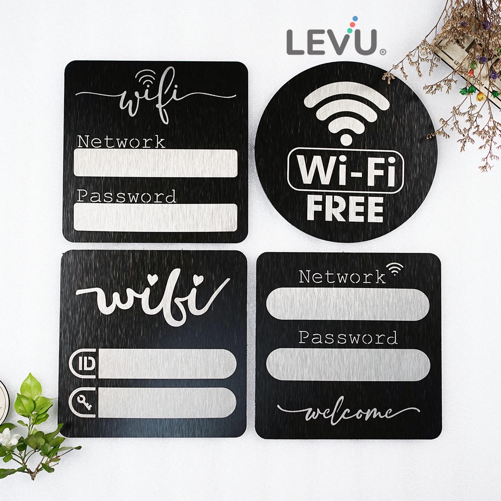 Bảng ghi password wifi bằng nhôm alu đen xước decor cao cấp