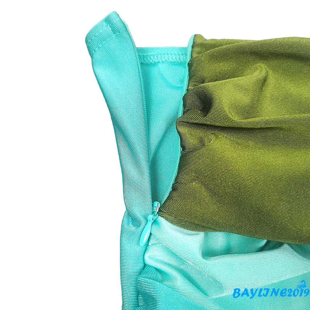 Đầm Midi Ôm Dáng Không Dây Xoắn Màu Tương Phản Thời Trang Cho Nữ