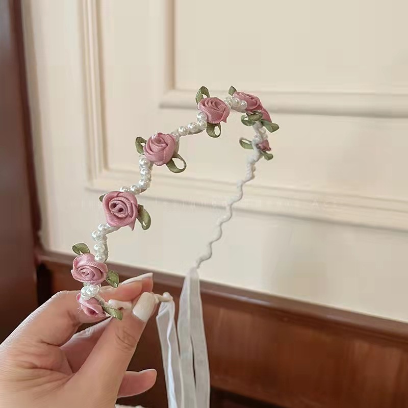 Băng Đô Đính Ngọc Trai Và Nơ Sang Trọng Phong Cách Retro