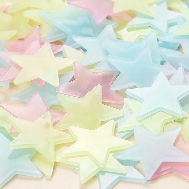 Set 100 hình dán dạ quang hình ngôi sao phát sáng vào ban đêm trang trí phòng cho trẻ | BigBuy360 - bigbuy360.vn