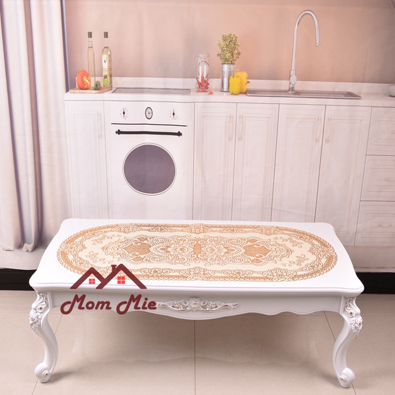 [50x110cm] Khăn trải bàn hoa văn dập nổi sang trọng nhiều mẫu - Màu vàng, bạc - A012