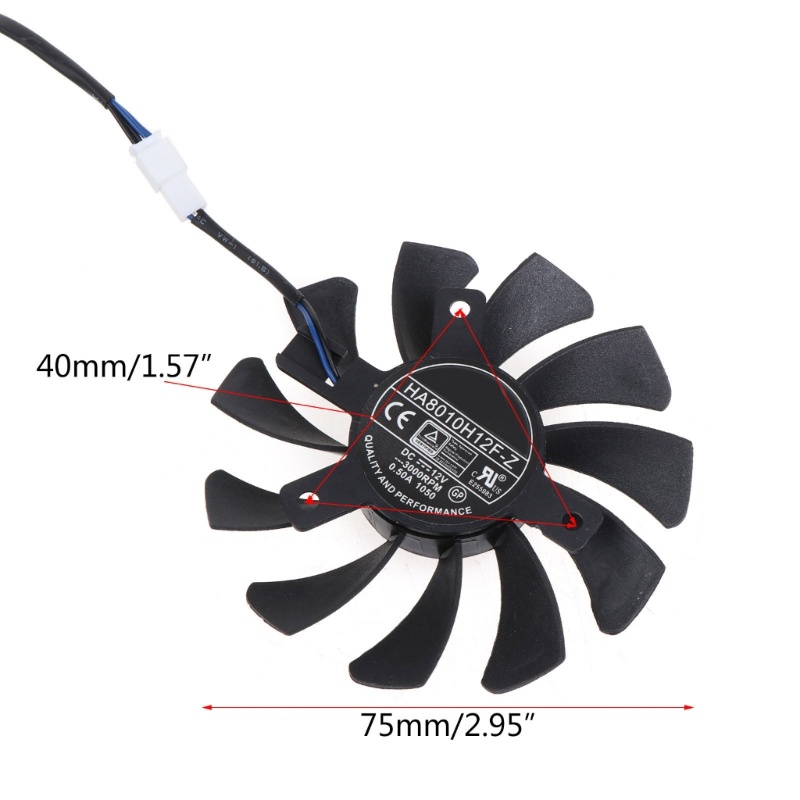Quạt Tản Nhiệt Đồ Họa 75MM HA8010H12F-Z 2Pin VGA Cho MSI GeForce GTX1650