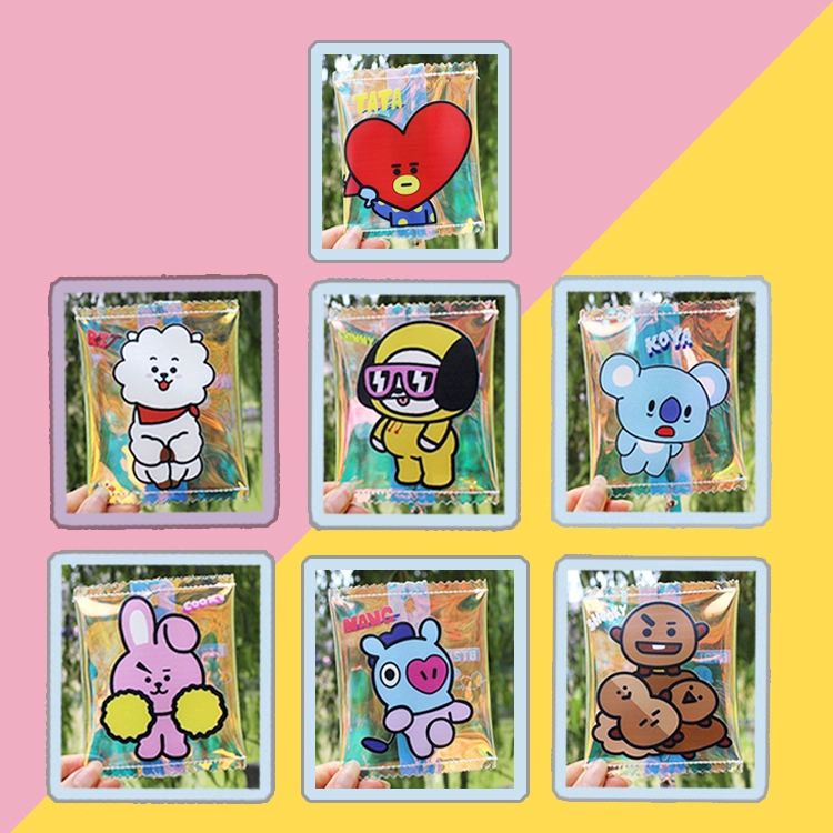 bts wallet anti-aging youth group transparent color laser student wallet cartoon cute bus card kit candy bag