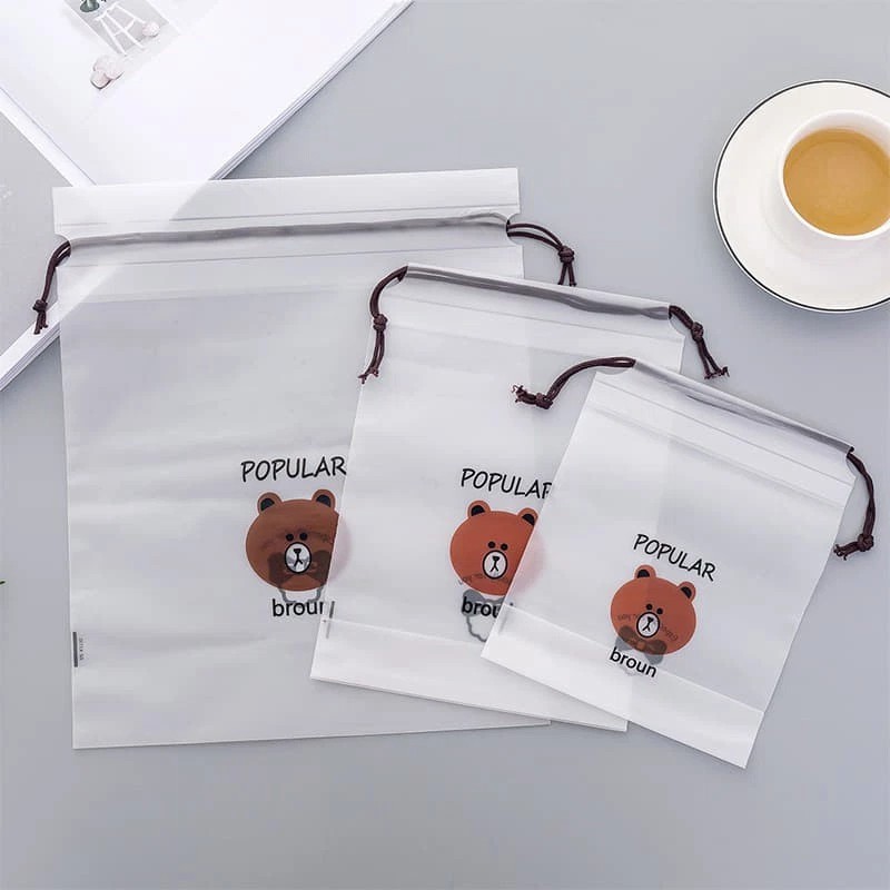 Túi dây rút gấu nâu Brown - 3 kích thước