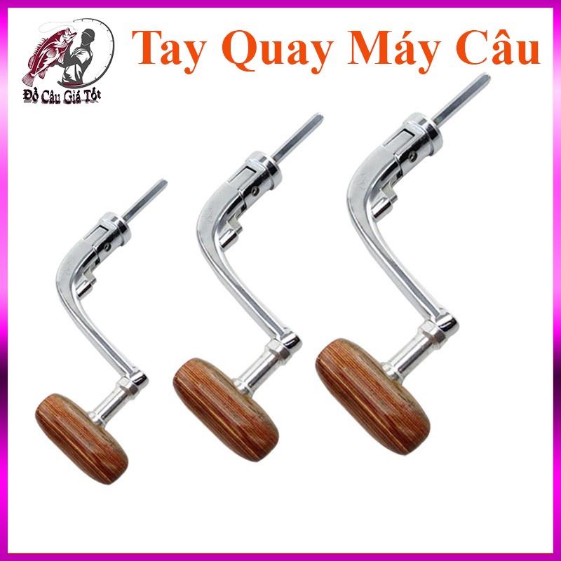 🟢 Tay Quay Máy Câu, Tay Quay Núm Gỗ Cao Cấp