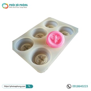 Khuôn silicon làm xà phòng 6 ô tròn hình con ong