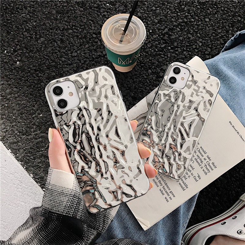 Ốp Điện Thoại Silicon Mềm Phối Kim Loại Bạc Cho Iphone 12 11pro Max 7plus Xr Xs | BigBuy360 - bigbuy360.vn