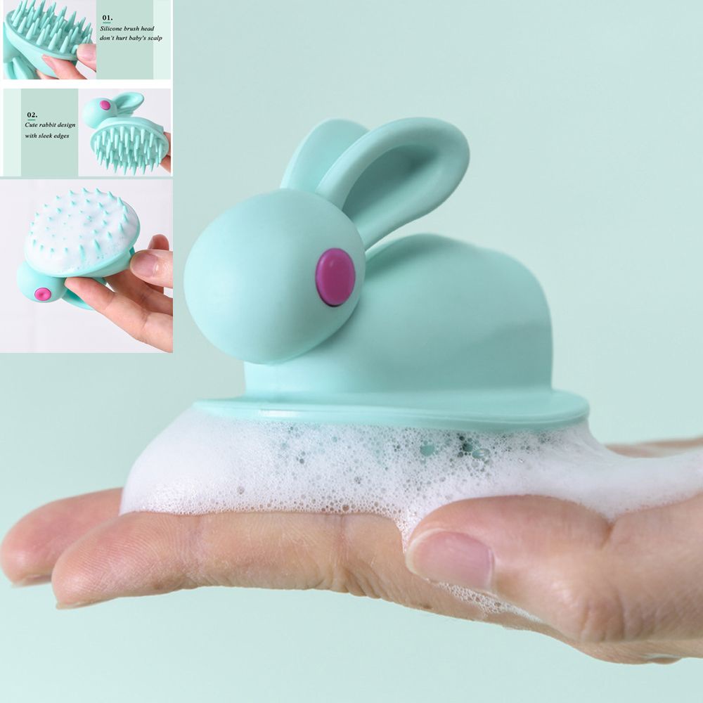 [Hàng mới về] Bàn chải gội đầu bằng silicon hình chú thỏ dễ thương nhiều màu tiện dụng
