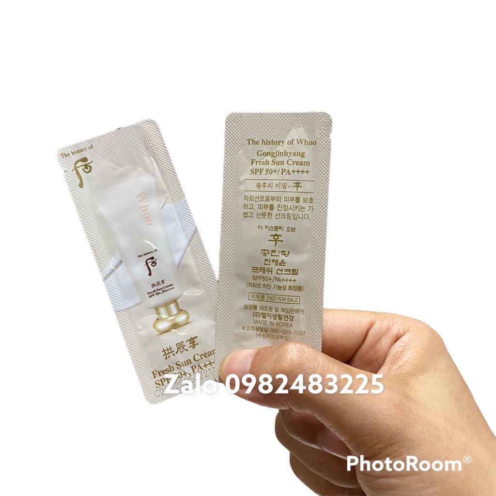 Gói sample kem chống nắng Gongjinyang Fresh Sun Cream SPF50/PA++++ giúp hạ nhiệt mát da, thẩm thấu nhanh