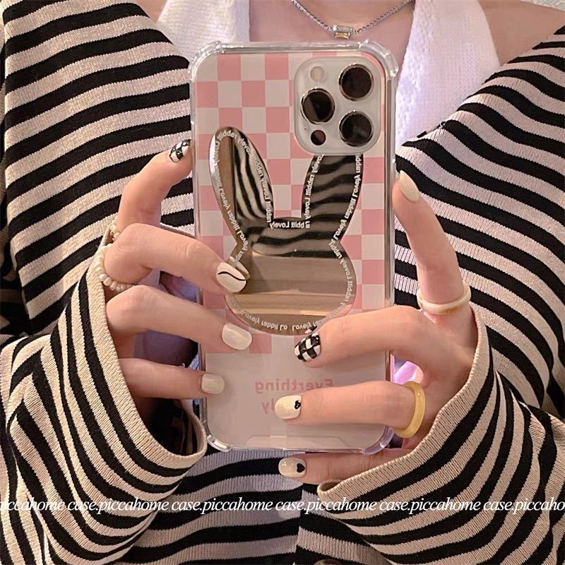 Ốp điện thoại tráng gương hình gấu/ thỏ thích hợp cho iPhone 12 13 11 Pro Max X Xs Max Xr 7 8 Plus