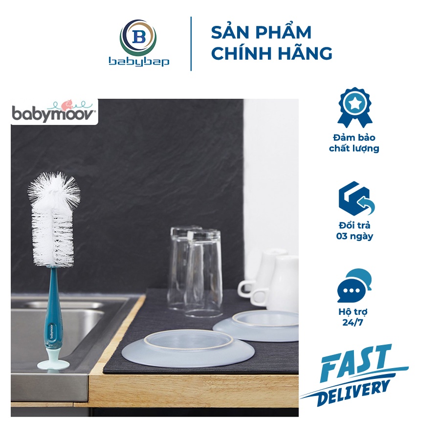 Chổi Cọ Bình Sữa &amp; Núm Ti Babymoov (Xanh Ngọc)