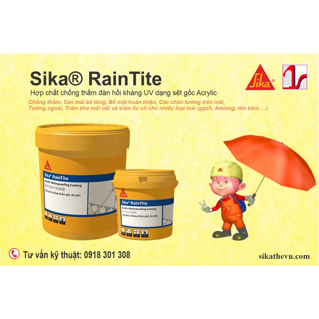 Sika - Sơn Chống Thấm Tường Ngoài -  Gốc Acrylic - Nhập khẩu Indonesia - Sika RainTite  SIKA THẾ VŨ