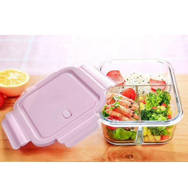 [Có sẵn] Hộp đựng cơm văn phòng thủy tinh 3 ngăn siêu dày-  supersale365