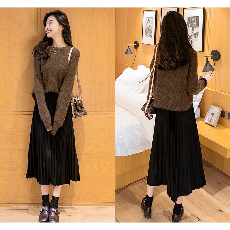 Chân váy xếp ly dáng dài Midi công sở qua gối chất tuyết mưa CAO CẤP mềm mại không bóng cạp chun sang trọng CV17 | BigBuy360 - bigbuy360.vn