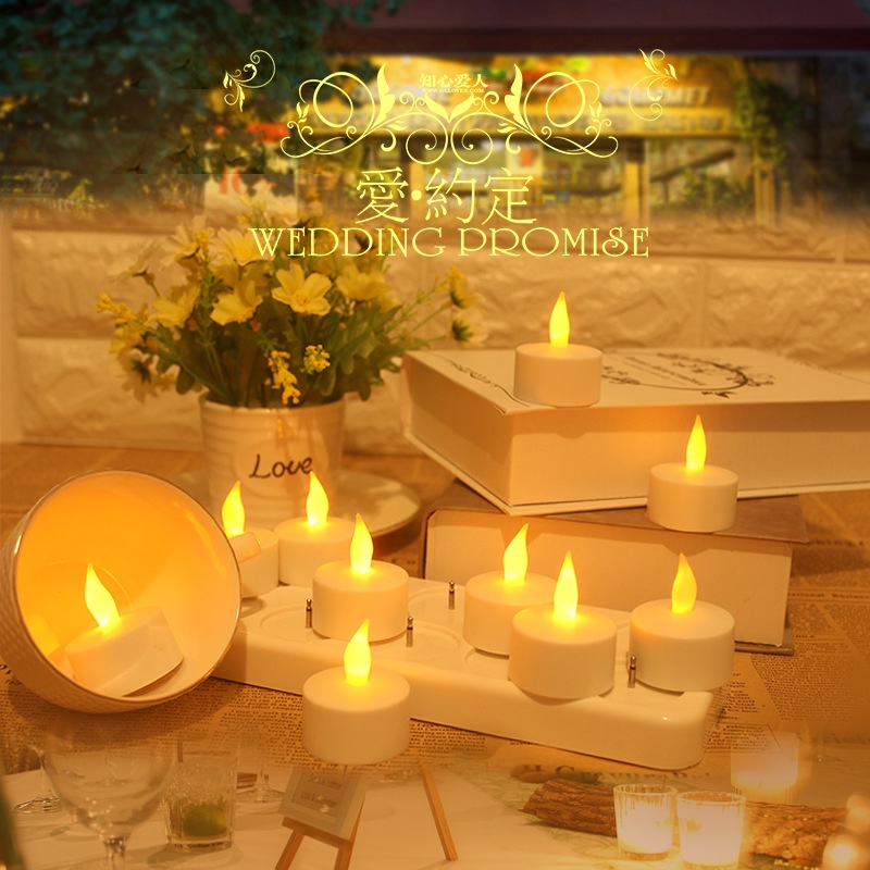 Nến sạc điện tealight bộ combo 12 cây chuyên dùng cho quán cafe, phòng trà