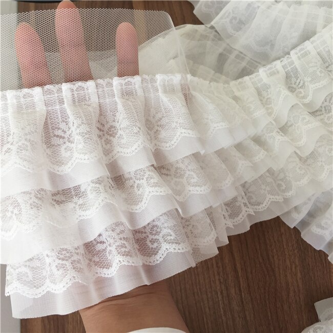 Cuộn Vải Ren Thêu Hoa Trắng Đen Sang Trọng Rộng 11CM