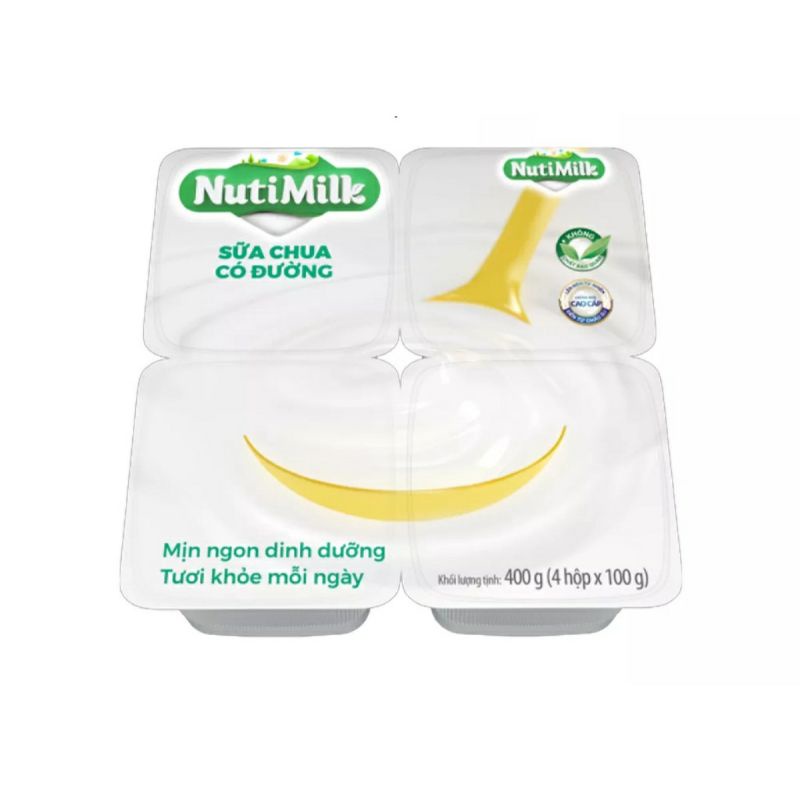 Lốc 4 hộp sữa chua có đường Nutimilk