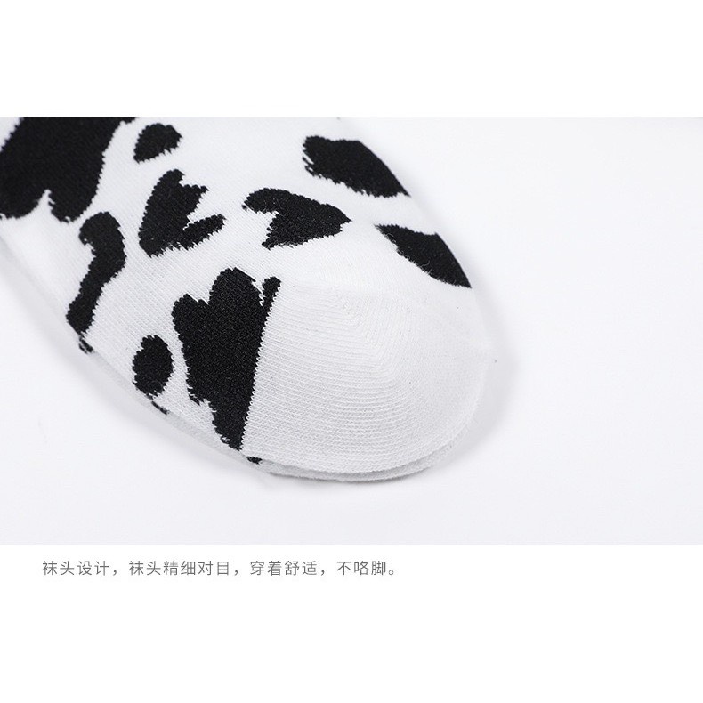 Tất Nữ Cổ Cao hoạ tiết hình bò sữa cute mềm mại kháng khuẩn mã T07