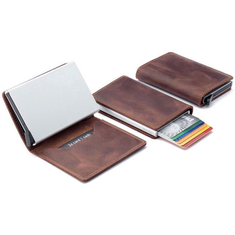 Ví đựng thẻ BISI GORO bằng da pu kiểu cổ điển chống trộm với khả năng chặn RFID cao cấp chất lượng cao cho nam