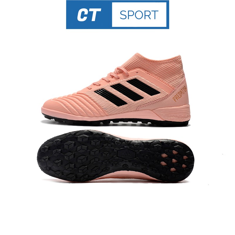 Giày đá bóng TQ Predator 18.3 CTSPORT hồng vạch đen đế boost đen cao cổ TF