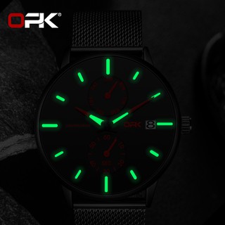 Đồng hồ nam OLEVS OPK dây lưới chống nước, chống xước kim dạ quang có lịch ngày thời trang cao cấp trẻ trung năng động