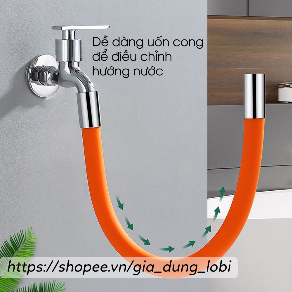 ống nối dài vòi nước phi 21mm linh hoạt xoay 720° theo mọi hướng, ống nước mở rộng silicone