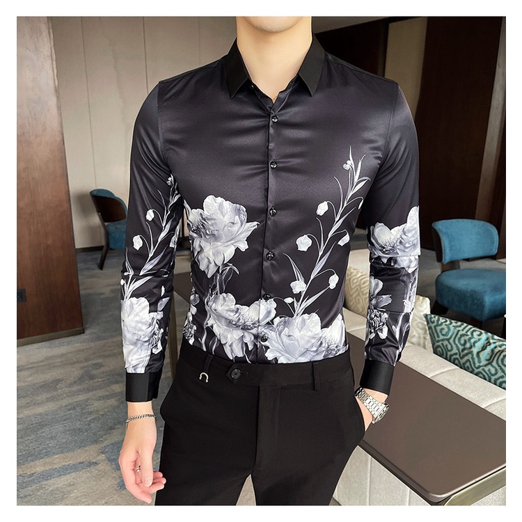 Áo sơ mi nam dài tay họa tiết xu hướng thời trang HALLA áo sơ mi kiểu công sở hàn quốc đẹp