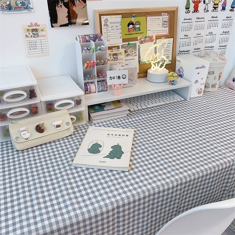 Web celebrity girl heart book cloth ins grid table art student dormitory desk mat picnic blanket rectangle